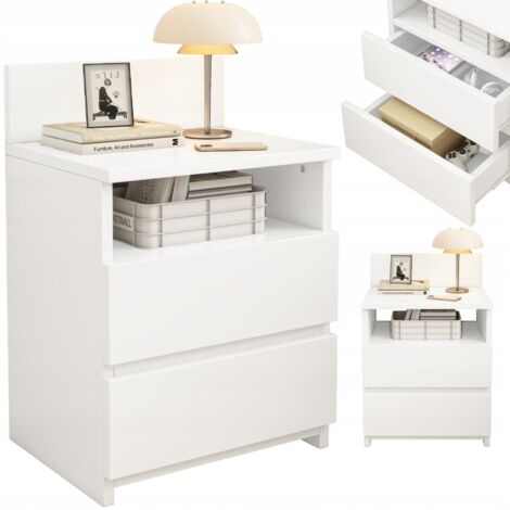 Nachttisch Schlafzimmerkommode 2 Schubladen weiß Loft modern 40 cm