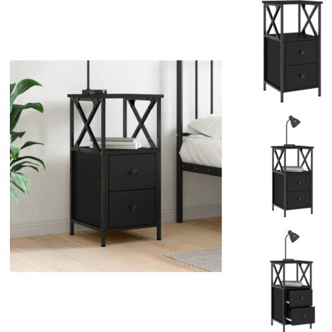 Nachttisch Schwarz 34x35,5x70 cm Holzwerkstoff - Nachttisch - Holznachtttisch - Schwarzer Nachttisch - Sideboard - Kommode