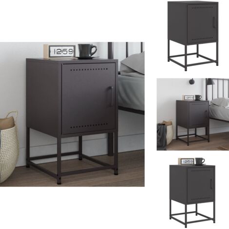 Nachttisch Schwarz 36x39x60,5 cm Stahl - Industrielles Design - Nachttisch - Beistelltisch - Schreibtisch - Metallgestell
