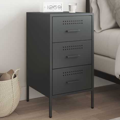 Nachttisch Schwarz 36x39x68 cm Stahl vidaXL951092