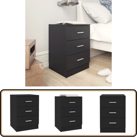 Nachttisch Schwarz 38x35x56 cm Holzwerkstoff - Nachtisch - Nachttisch Schwarz - Holzwerkstoff - Schrank - Kommode