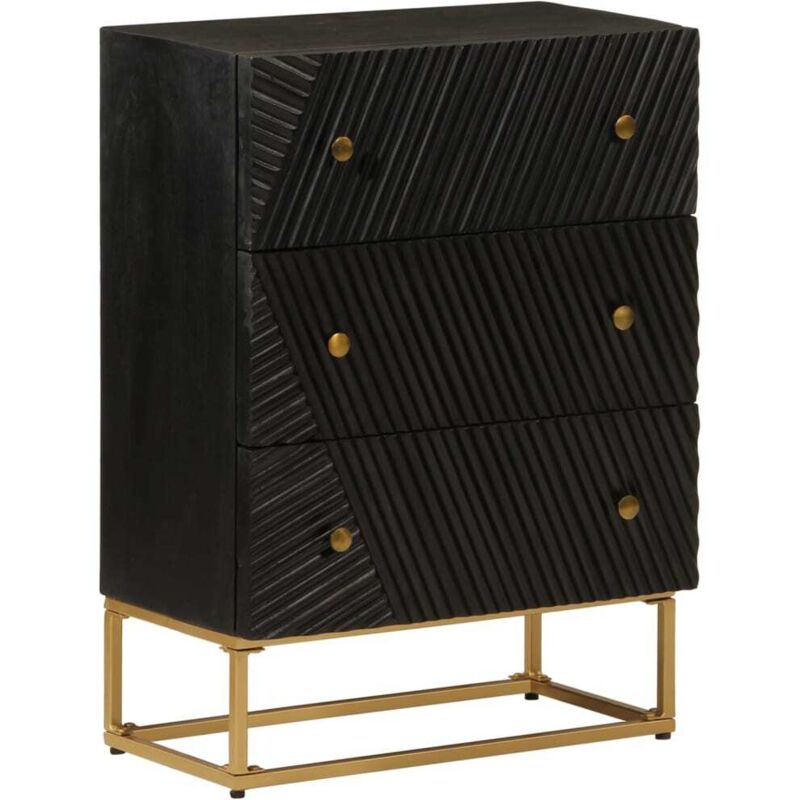 Kommode Schwarz 55x30x76 Cm Massivholz Mango Und Eisen Vidaxl