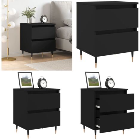Nachttisch Schwarz 40x35x50 cm Holzwerkstoff - Nachttisch, Nachttische, Nachttischschrank, Nachtschrank, Nachtkonsole, Schlafzimmermöbel, Beistelltisch, Nachtkästchen, Bettschrank, Schlafzimmerschrank