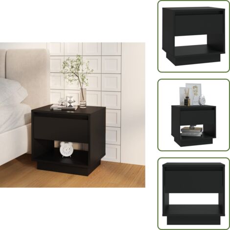 Nachttisch Schwarz 45x34x44 cm Holzwerkstoff - Nachttisch - Beistelltisch - Wohnzimmer Dekoration - Holzmöbel - Schwarz