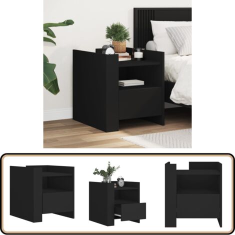 Nachttisch Schwarz 45x50x50 cm Holzwerkstoff - Nachtisch - Nachtkommode - Beistelltisch - Wohnzimmerschreibtisch - Holzwerkstoff