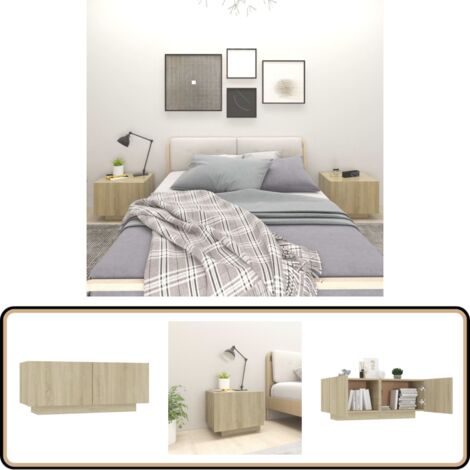 Nachttisch Sonoma-Eiche 100x35x40 cm Holzwerkstoff - Nachtisch - Nachttisch Sonoma Eiche - Wohnzimmer Dekoration - Holzwerkstoff Möbel - Beistelltisch