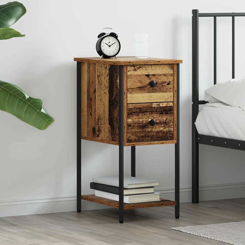 Vidaxl - Nachttisch Mit Schubladen Altholz 32 X 42 X 70 Cm Holzwerkstoff