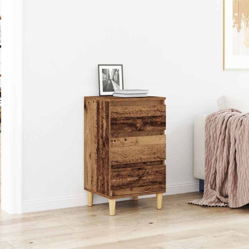 Vidaxl - Nachttisch Mit Schubladen Altholz 40 X 35 X 70 Cm Holzwerkstoff