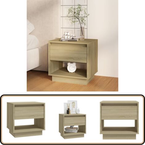 Nachttisch Sonoma-Eiche 45x34x44 cm Holzwerkstoff - Nachttisch - Wohnzimmermöbel - Beistelltisch - Holzwerkstoff Möbel - Sonoma Eiche
