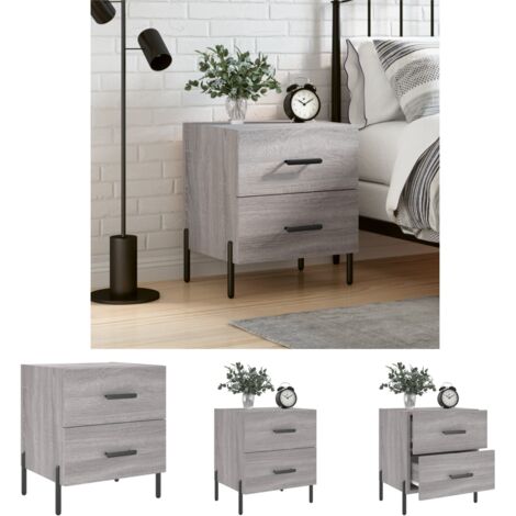 Nachttisch Sonoma - vidaXL Nachttisch Grau Sonoma 40x35x47,5 cm Holzwerkstoff - Nachttisch Grau