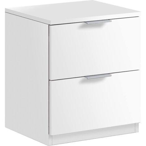 Nachttisch Syracuse, Moderner Nachttisch mit 2 Schubladen, Nachttisch, Niedrige Kommode für Schlafzimmer, cm 38x34h45, Weiß
