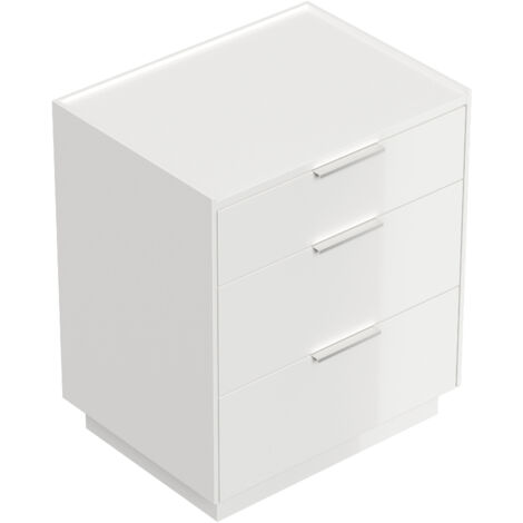 Nachttisch Tamilis 60cm, 3 Softeinzüge lackiert Weiß Hgl für Boxspringbett