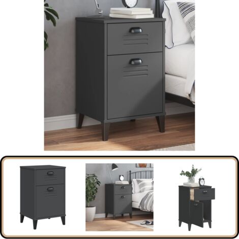 Nachttisch VIKEN Anthrazit Holzwerkstoff - Nachtisch - Nachttischlampe - Wohnzimmerschmuck - Industrial Style - Holzwerkstoff