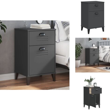 Nachttisch VIKEN Anthrazit Holzwerkstoff - Nachtisch - Nachttischlampe - Wohnzimmerschmuck - Industrial Style - Holzwerkstoff