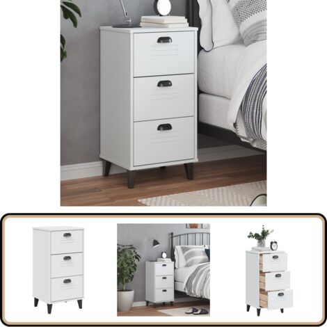 Nachttisch VIKEN Weiß Holzwerkstoff - Nachttisch - Holzwerkstoff - Weißer Nachttisch - Industrieller Stil - TV Stand