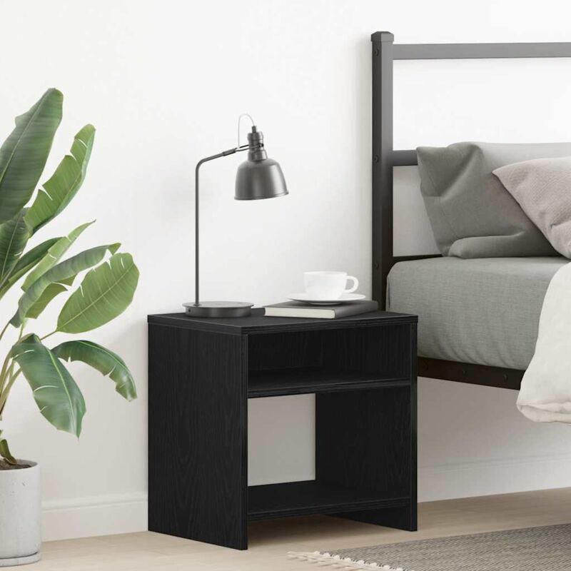 Vidaxl Nachttisch Schwarz Eichen-optik 40x30x40 Cm Holzwerkstoff