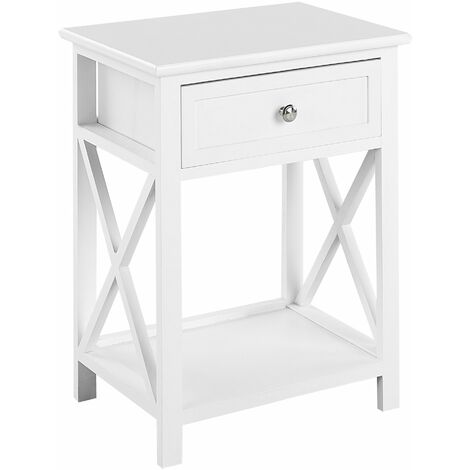 Nachttisch weiß halbhoch mit 1 Schublade 1 offenem Fach Landhausstil Primera - Weiß