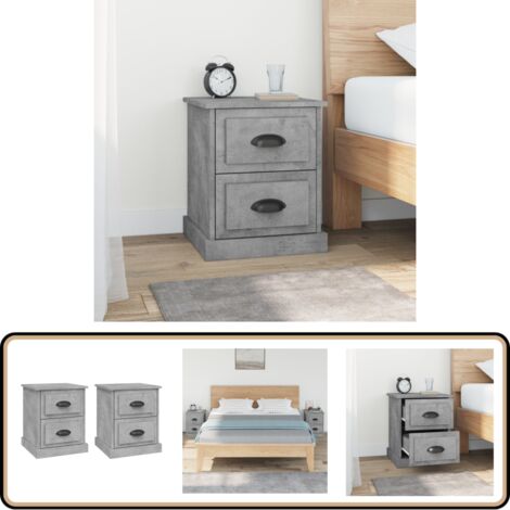 Nachttische 2 Stk. Betongrau 39x39x47,5 cm Holzwerkstoff - Nachttisch - Betongrau - Holzwerkstoff - Wohnraum Dekoration - Möbel