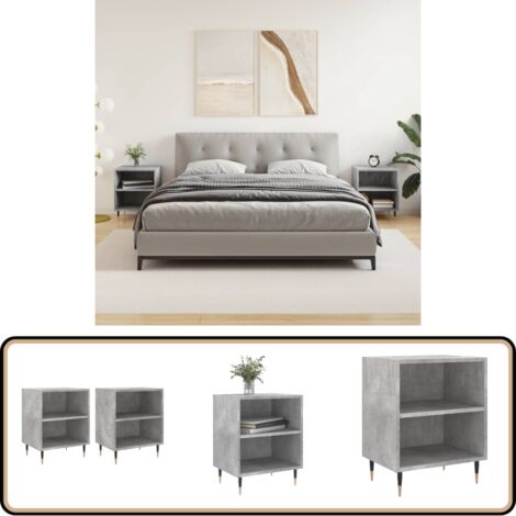 Nachttische 2 Stk. Betongrau 40x30x50 cm Holzwerkstoff - Beton Grau Nachttisch - Wohnzimmer Dekoration - Holzwerkstoff Nachttisch - Schrank Für Schlafzimmer - Kommoden Set