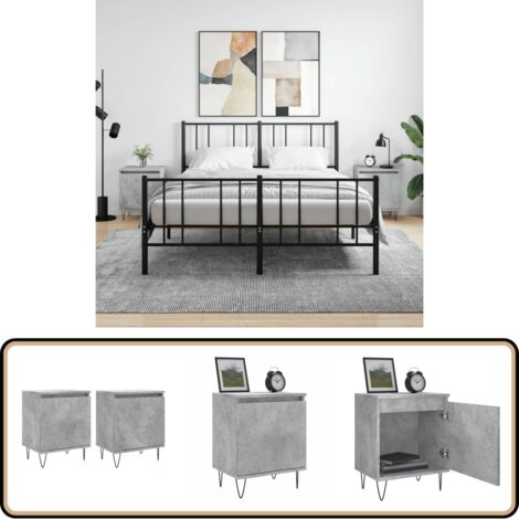 Nachttische 2 Stk. Betongrau 40x30x50 cm Holzwerkstoff - Beton Grau - Nachttisch - Wohnzimmer Dekoration - Holzwerkstoff - Schrank