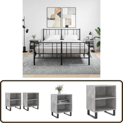 Nachttische 2 Stk. Betongrau 40x30x50 cm Holzwerkstoff - Beton Grau Nachttisch - Wohnzimmer Dekoration - Kommoden - Schränkchen - Holzwerkstoff