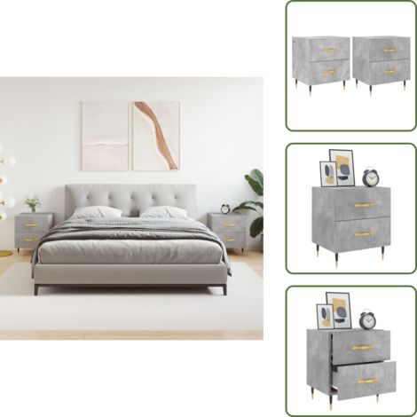 Nachttische 2 Stk. Betongrau 40x35x47,5 cm Holzwerkstoff - Beton Grau Nachttisch - Wohnzimmer Möbel - Schlafzimmermöbel - Kommode - Nighstand