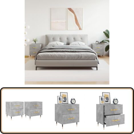 Nachttische 2 Stk. Betongrau 40x35x47,5 cm Holzwerkstoff - Beton Grau Nachttisch - Wohnzimmer Möbel - Schlafzimmermöbel - Kommode - Nighstand