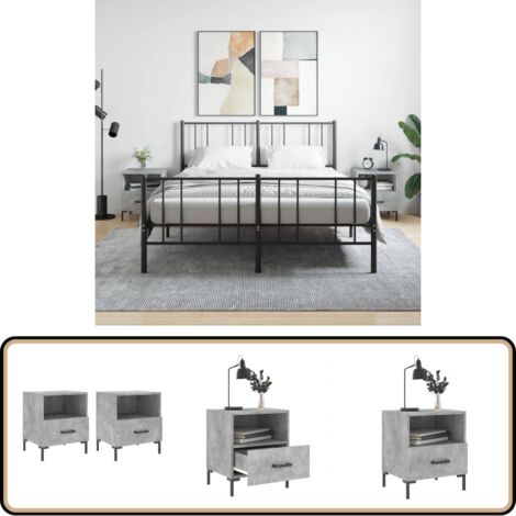 Nachttische 2 Stk. Betongrau 40x35x47,5 cm Holzwerkstoff - Beton Tisch - Nachttisch Grau - Wohnzimmer Möbel - Holzwerkstoff Möbel - Kommode