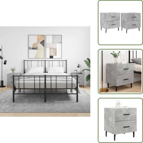 Nachttische 2 Stk. Betongrau 40x35x47,5 cm Holzwerkstoff - Beton Tisch - Nachttisch Grau - Wohnzimmer Möbel - Schlafzimmer Möbel - Kommode
