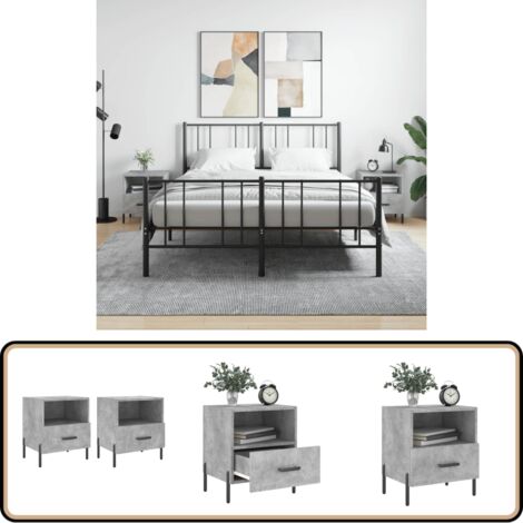Nachttische 2 Stk. Betongrau 40x35x47,5 cm Holzwerkstoff - Beton Tisch - Nachttisch Set - Wohnzimmer Möbel - Holzwerkstoff Möbel - Grau Nachttisch