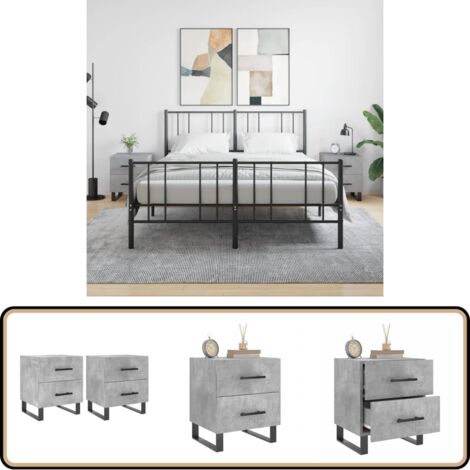 Nachttische 2 Stk. Betongrau 40x35x47,5 cm Holzwerkstoff - Nachttisch - Beistelltisch - Wohnzimmerdeko - Möbel - Grau