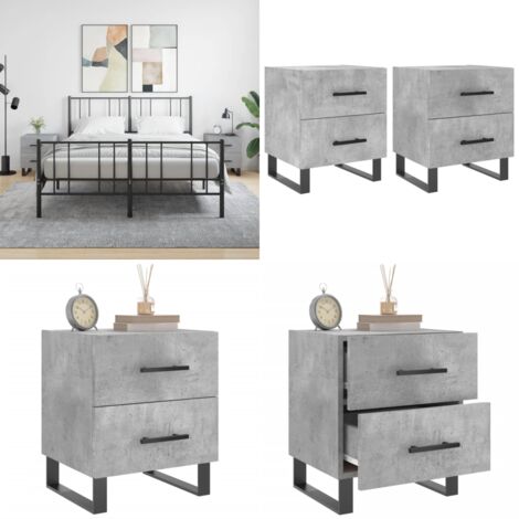 Nachttische 2 Stk. Betongrau 40x35x47,5 cm Holzwerkstoff - Nachttisch - Beistelltisch - Wohnzimmerdeko - Möbel - Grau - Home & Living