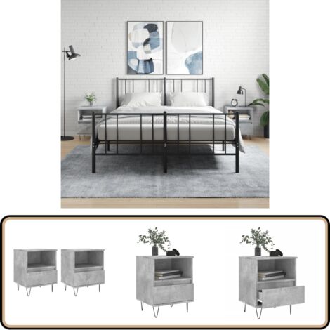 Nachttische 2 Stk. Betongrau 40x35x50 cm Holzwerkstoff - Beton Grau Nachttisch - Wohnzimmer Dekoration - Holzwerkstoff Nachttisch - Schrank - Kommode
