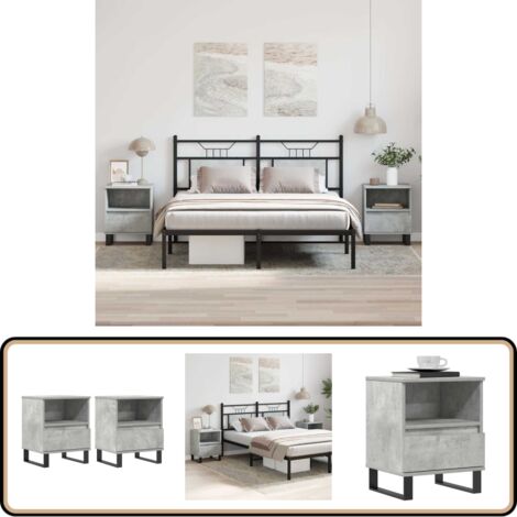 Nachttische 2 Stk. Betongrau 40x35x50 cm Holzwerkstoff - Beton Grau Nachttisch - Wohnzimmer Dekoration - Holzwerkstoff Nachttisch - Schrank - Kommode