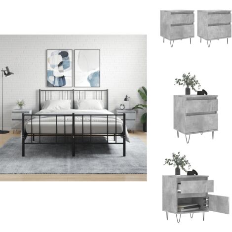 Nachttische 2 Stk. Betongrau 40x35x50 cm Holzwerkstoff - Beton Grau Nachttisch - Wohnzimmer Dekoration - Holzwerkstoff Nachttisch - Schrankregal - Kommode