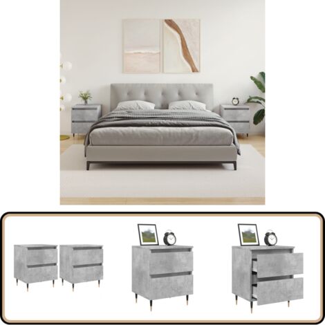 Nachttische 2 Stk. Betongrau 40x35x50 cm Holzwerkstoff - Beton Grau Nachttisch - Wohnzimmer Dekoration - Kommode - Schrank - Holzwerkstoff