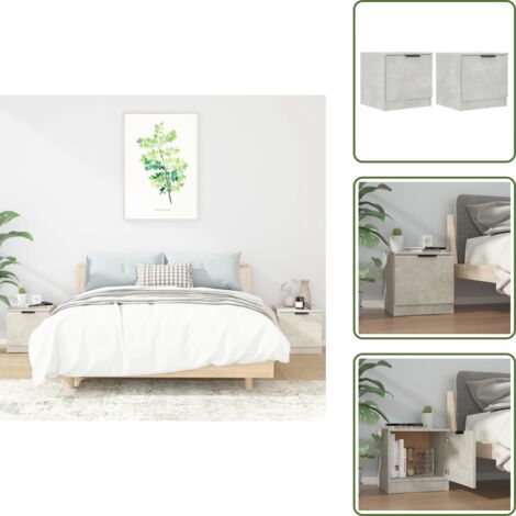 Nachttische 2 Stk. Betongrau 40x39x40 cm - Nachttisch - Beton Grau - Wohnzimmer - Schlafzimmer - Holzwerkstoff