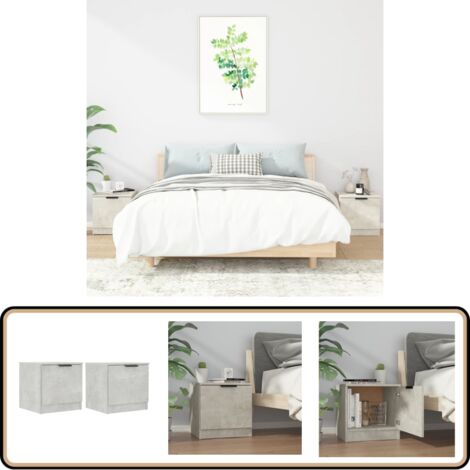 Nachttische 2 Stk. Betongrau 40x39x40 cm - Nachttisch - Beton Grau - Wohnzimmer - Schlafzimmer - Holzwerkstoff