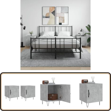 Nachttische 2 Stk. Betongrau 40x40x50 cm Holzwerkstoff - Beton Tisch - Nachttisch Grau - Wohnzimmer Dekoration - Holzwerkstoff Möbel - Kommode