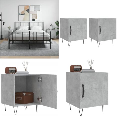 Nachttische 2 Stk. Betongrau 40x40x50 cm Holzwerkstoff - Beton Tisch - Nachttisch Grau - Wohnzimmer Dekoration - Holzwerkstoff Möbel - Kommode - Home & Living