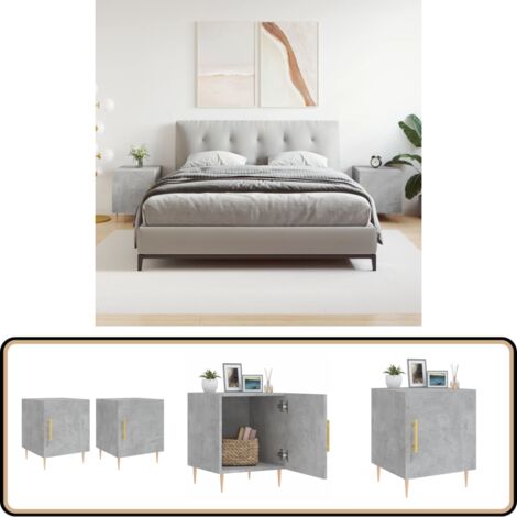 Nachttische 2 Stk. Betongrau 40x40x50 cm Holzwerkstoff - Beton Tisch - Nachttisch Grau - Wohnzimmer Dekoration - Holzwerkstoff Möbel - Sideboard