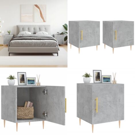 Nachttische 2 Stk. Betongrau 40x40x50 cm Holzwerkstoff - Beton Tisch - Nachttisch Grau - Wohnzimmer Dekoration - Holzwerkstoff Möbel - Sideboard - Home & Living