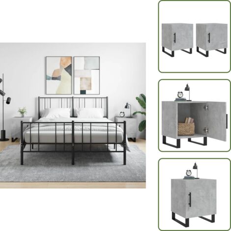 Nachttische 2 Stk. Betongrau 40x40x50 cm Holzwerkstoff - Beton Tisch - Nachttisch Grau - Wohnzimmer Dekoration - Schlafzimmermöbel - Kommode