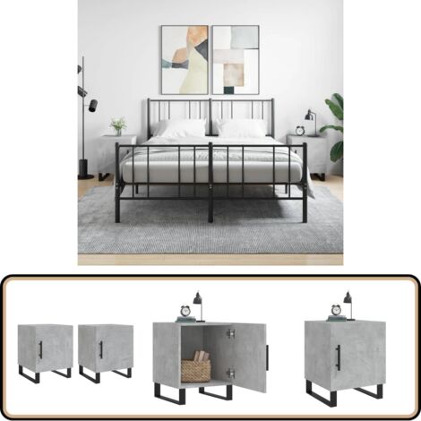 Nachttische 2 Stk. Betongrau 40x40x50 cm Holzwerkstoff - Beton Tisch - Nachttisch Grau - Wohnzimmer Dekoration - Schlafzimmermöbel - Kommode
