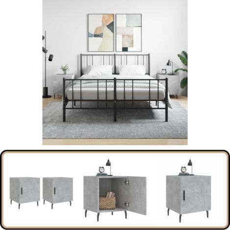 Nachttische 2 Stk. Betongrau 40x40x50 cm Holzwerkstoff - Beton Tisch - Nachttisch Grau - Wohnzimmer Dekoration - Schlafzimmermöbel - Kommode