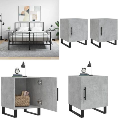 Nachttische 2 Stk. Betongrau 40x40x50 cm Holzwerkstoff - Beton Tisch - Nachttisch Grau - Wohnzimmer Dekoration - Schlafzimmermöbel - Kommode - Home & Living