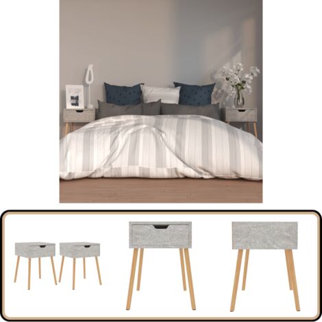Nachttische 2 Stk. Betongrau 40x40x56 cm Holzwerkstoff - Beton Tisch - Nachttisch Grau - Wohnzimmermöbel - Holzwerkstoff Möbel - Kommode
