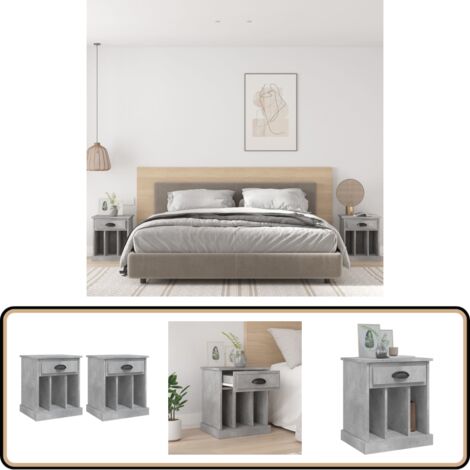 Nachttische 2 Stk. Betongrau 43x36x50 cm - Beton Grau Nachttisch - Wohnzimmermöbel - Schlafzimmermöbel - Kommode - Sideboard