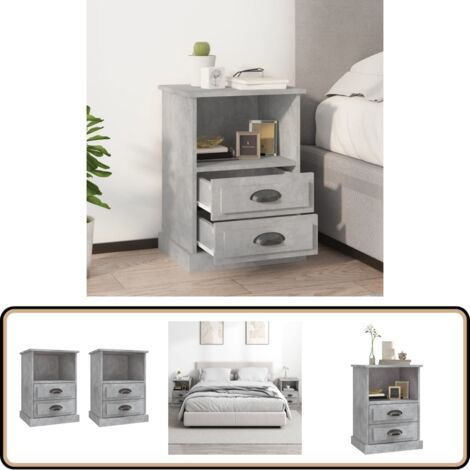 Nachttische 2 Stk. Betongrau 43x36x60 cm - Beton Grau Nachttisch - Wohnzimmermöbel - Kommode - Sideboard - Schreibtisch