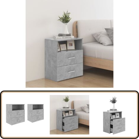 Nachttische 2 Stk. Betongrau 50x32x60cm - Beton Tisch - Nachttisch Grau - Wohnzimmer Dekoration - Schubladenschränk - Kommode